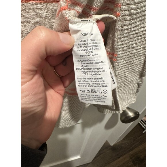 Madewell Bradley Cardigan Sweater in Textured Stripe Size XS oatmeal/coral - Picture 5 of 6